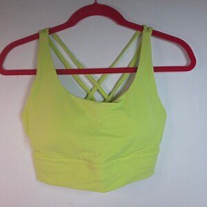 Prumatt Womens High Impact Sports Bra Fluorescent Yellow Crisscross Back Size L